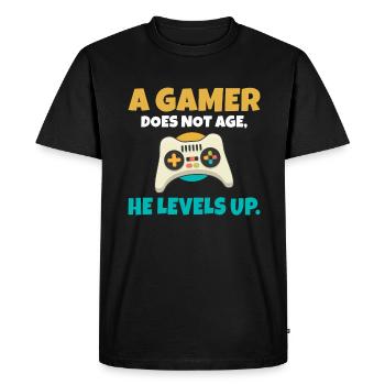A gamer does not age he levels up fun gaming - Men's Premium Organic T-Shirt - black - Front - Nico (187cm)