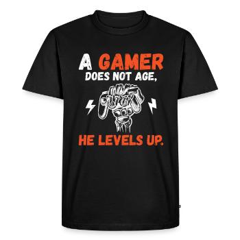 A gamer does not age he levels up fun gaming - Men's Premium Organic T-Shirt - black - Front - Nico (187cm)