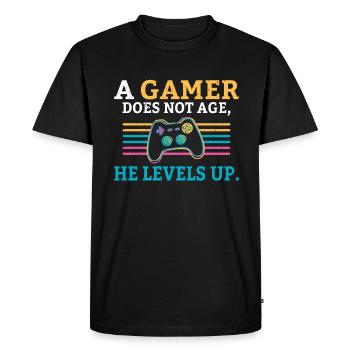 Un joueur ne vieillit pas, il améliore le jeu amusant - T-shirt Premium bio Homme - noir - Devant - Nico (187cm)
