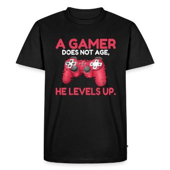 A gamer does not age he levels up fun gaming - Men's Premium Organic T-Shirt - black - Front - Nico (187cm)