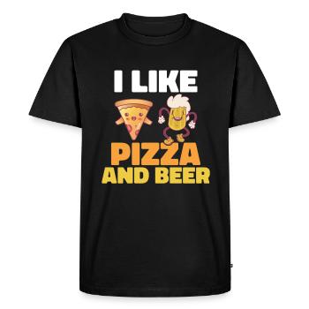 J’aime la pizza et la bière - T-shirt Premium bio Homme - noir - Devant - Nico (187cm)