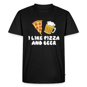 J’aime la pizza et la bière - T-shirt Premium bio Homme - noir - Devant - Nico (187cm)