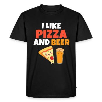 J’aime la pizza et la bière - T-shirt Premium bio Homme - noir - Devant - Nico (187cm)
