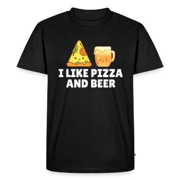 J’aime la pizza et la bière - T-shirt Premium bio Homme - noir - Devant - Nico (187cm)