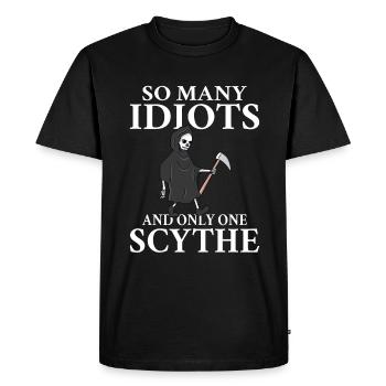 Tant d’idiots et une seule faux d’humour noir - T-shirt Premium bio Homme - noir - Devant - Nico (187cm)