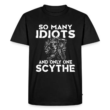 Tant d’idiots et une seule faux d’humour noir - T-shirt Premium bio Homme - noir - Devant - Nico (187cm)
