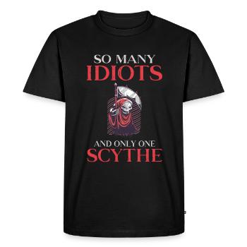 Tant d’idiots et une seule faux d’humour noir - T-shirt Premium bio Homme - noir - Devant - Nico (187cm)