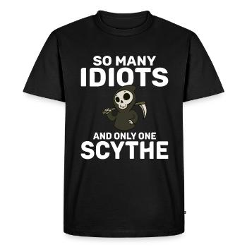 Tant d’idiots et une seule faux d’humour noir - T-shirt Premium bio Homme - noir - Devant - Nico (187cm)