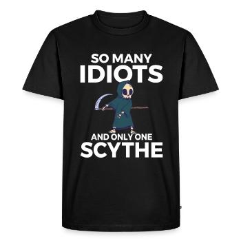 Tant d’idiots et une seule faux d’humour noir - T-shirt Premium bio Homme - noir - Devant - Nico (187cm)
