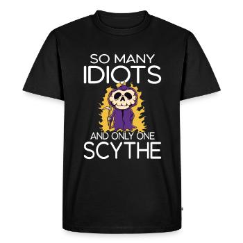 Tant d’idiots et une seule faux d’humour noir - T-shirt Premium bio Homme - noir - Devant - Nico (187cm)