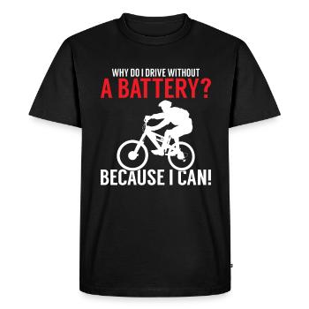 Pourquoi est-ce que je conduis sans batterie Anti E-Bike - T-shirt Premium bio Homme - noir - Devant - Nico (187cm)