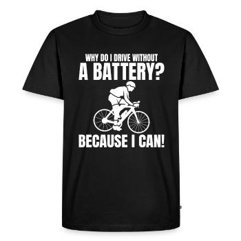 Pourquoi est-ce que je conduis sans batterie Anti E-Bike - T-shirt Premium bio Homme - noir - Devant - Nico (187cm)