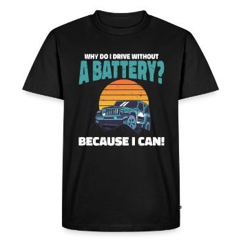 Pourquoi est-ce que je conduis sans batterie Anti e-Car - T-shirt Premium bio Homme - noir - Devant - Nico (187cm)