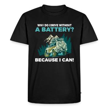 Pourquoi est-ce que je conduis sans batterie Anti e-Car - T-shirt Premium bio Homme - noir - Devant - Nico (187cm)