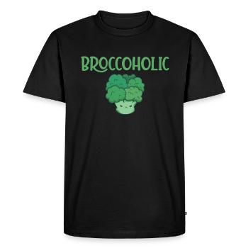 Broccoholic végétalien sans viande et brocoli - T-shirt Premium bio Homme - noir - Devant - Nico (187cm)
