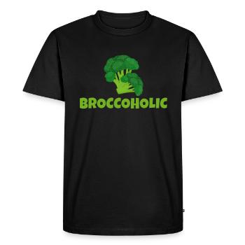Broccoholic légumes verts brocoli végétarien - T-shirt Premium bio Homme - noir - Devant - Nico (187cm)
