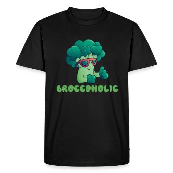 Broccoholic Végétalien Végétarien et Végétarien - T-shirt Premium bio Homme - noir - Devant - Nico (187cm)
