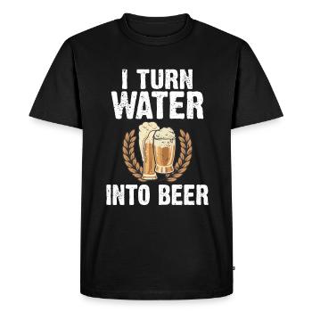 Je transforme l’eau en bière Brassage de bière passionné - T-shirt Premium bio Homme - noir - Devant - Nico (187cm)