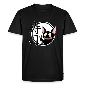 mignon drôle manga cat shirt autocollant - T-shirt Premium bio Homme - noir - Devant - Nico (187cm)
