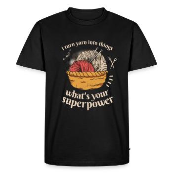 Je transforme le fil en choses à tricoter - T-shirt Premium bio Homme - noir - Devant - Nico (187cm)