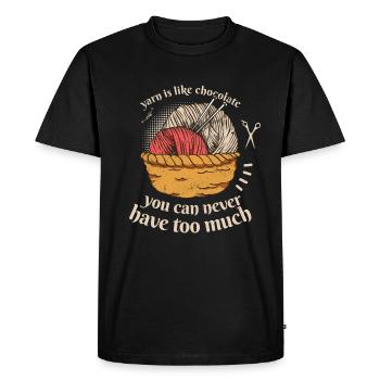 Yarn Is Like Chocolate Knitting - Men's Premium Organic T-Shirt - black - Front - Nico (187cm)