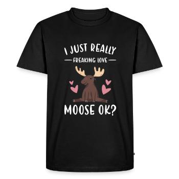 Elk I Just Freaking Love Moose - T-shirt Premium bio Homme - noir - Devant - Nico (187cm)