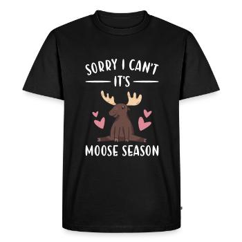 Elk Désolé, je ne peux pas, c'est la saison des orignaux - T-shirt Premium bio Homme - noir - Devant - Nico (187cm)