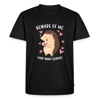 Hedgie Beware Of My Hedgehog - Men's Premium Organic T-Shirt - black - Front - Nico (187cm)