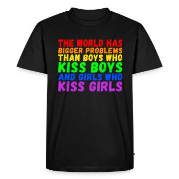 Le monde a de plus gros problèmes que les personnes LGBTQ+ - T-shirt Premium bio Homme - noir - Devant - Nico (187cm)
