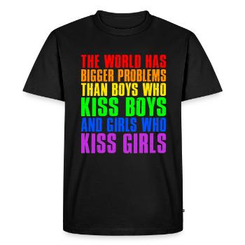Le monde a de plus gros problèmes que les personnes LGBTQ+ - T-shirt Premium bio Homme - noir - Devant - Nico (187cm)
