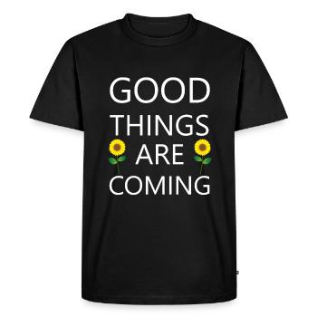 De bonnes choses arrivent avec Sunflower - T-shirt Premium bio Homme - noir - Devant - Nico (187cm)