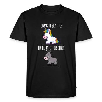 Vivre à Seattle Pride Washington Unicorn Love - T-shirt Premium bio Homme - noir - Devant - Nico (187cm)