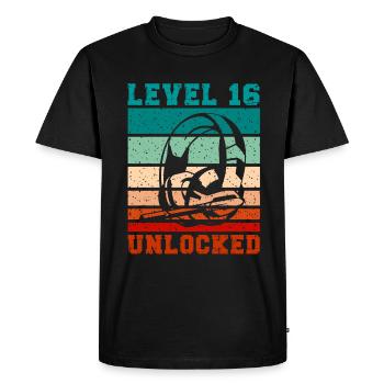 Level 16 unlocked Headphones for Gamer Quotes - Men's Premium Organic T-Shirt - black - Front - Nico (187cm)