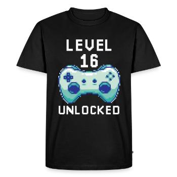 Level 16 unlocked Headphones for Gamer Quotes - Men's Premium Organic T-Shirt - black - Front - Nico (187cm)