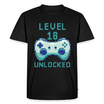 Niveau 18 casque déverrouillé pour les citations de joueurs - T-shirt Premium bio Homme - noir - Devant - Nico (187cm)