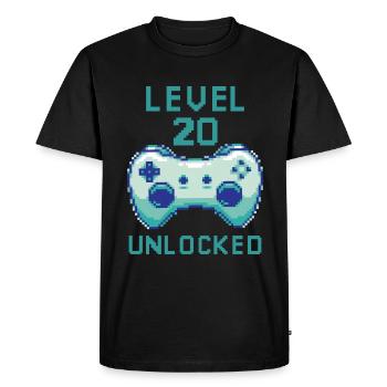 Niveau 20 casque déverrouillé pour les citations de joueurs - T-shirt Premium bio Homme - noir - Devant - Nico (187cm)