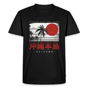 OKINAWA NIHON DRAPEAU JAPONAIS RÉTRO JAPON - T-shirt Premium bio Homme - noir - Devant - Nico (187cm)