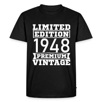 Vintage Limited Edition 75 Years Born in 1948 - Men's Premium Organic T-Shirt - black - Front - Nico (187cm)