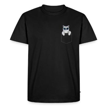 Cool cat with sunglasses in his pocket - Men's Premium Organic T-Shirt - black - Front - Nico (187cm)