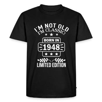 Born in 1948 Birthday 75 Years not old I'm Classic - Men's Premium Organic T-Shirt - black - Front - Nico (187cm)