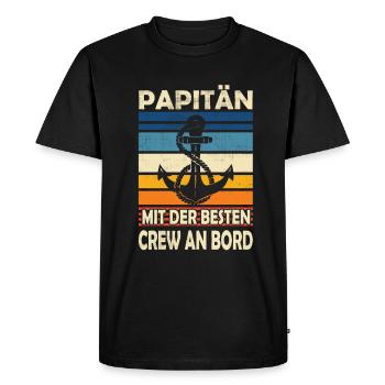 Papitän mit Crew - Männer Premium Bio T-Shirt - Schwarz - Vorne - Nico (187cm)