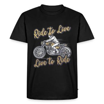 La moto, c’est la vie - T-shirt Premium bio Homme - noir - Devant - Nico (187cm)