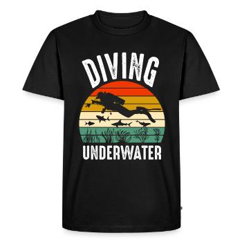 Plongée sous-marine Diver Taucher - T-shirt Premium bio Homme - noir - Devant - Nico (187cm)