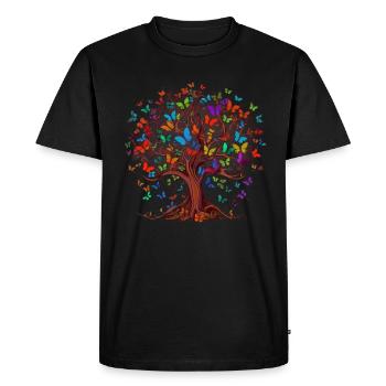 Butterfly Tree Colorful Butterflies Flies - Men's Premium Organic T-Shirt - black - Front - Nico (187cm)