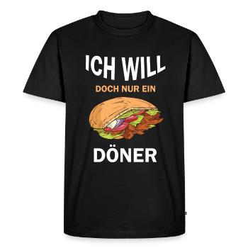 Ich will doch nur ein Döner lustige Döner Sprüche - Männer Premium Bio T-Shirt - Schwarz - Vorne - Nico (187cm)