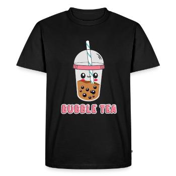Un drôle de Kawaii Face Boba Tea Bubble Tea - T-shirt Premium bio Homme - noir - Devant - Nico (187cm)
