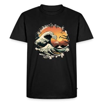 Japonais Wave La Grande Vague de Kanagawa - T-shirt Premium bio Homme - noir - Devant - Nico (187cm)