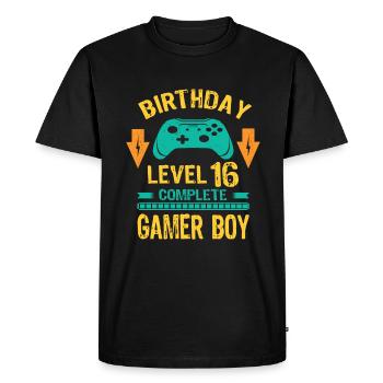 Seize 16 ans BDay Son Garçon Drôle de joueur 16ème 16 ans - T-shirt Premium bio Homme - noir - Devant - Nico (187cm)