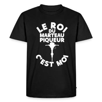 Roi Du Marteau Piqueur Humour Chantier - T-shirt Premium bio Homme - noir - Devant - Nico (187cm)