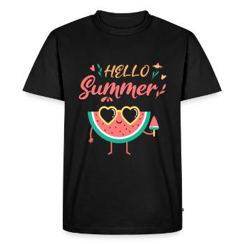 Hello Summer Shirt Watermelon - Men's Premium Organic T-Shirt - black - Front - Nico (187cm)